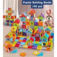 (Loại 1 Kèm Hộp Đựng) Đồ Chơi Thông Minh Xếp Hình, Lắp Ghép Lego Khối Xây Dựng 3 Chiều 190 PCS Puzzle Building Blocks