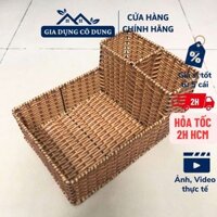 [Loại 1] Khay Nhựa Giả Mây Tre Đựng Thìa Đũa, Khay Gia Vị Dùng Cho Quán Ăn Gia Đình