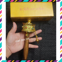 {loại 1} Kinh luân cầm tay Om Mani Padme Hum bánh xe kinh luân cầu nguyện cao 17x5cm
