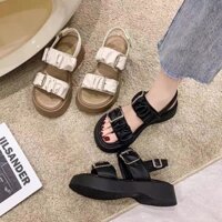 [LOẠI 1-MÃ SD20 ] GIÀY SANDAL NỮ HAI LỚP NHÚN HÀN QUỐC Đế Cao Màu Đen/Kem Xan đan thời trang mới hot có quai hậu đi học