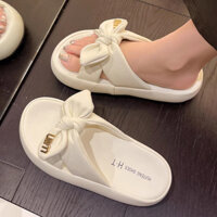 [LOẠI 1-QUAI PHỒNG] Dép Nữ Nơ Xinh Mùa Hè Mã BR NOMIN Đế Bằng Cao 3cm Bọc Da Êm Chân Mềm Quai Chéo Đẹp Đi Biển Hot Mới