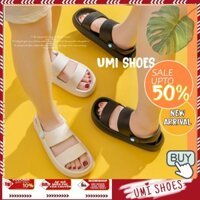 [LOẠI 1-SẴN] Dép Bánh Mì Nữ Quai Ngang kiểu sandal đi mưa đi học đi nước quai hậu mới hot cá tính màu trắng đen đế bằng