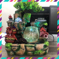 {loại 1} Thác nước phong thủy,tiểu cảnh bể cá mini,hòn non bộ để bàn trang trí có phun sương -dc4412