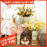 {loại 1} Xô thiếc kẻ trắng XOS5 trang trí tiểu cảnh chậu sắt cắm hoa bút để dụng cụ decor