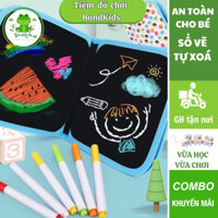 (Loại 12 bút)Sổ vẽ tự xoá phát sáng cho bé mẫu mới nhất 14 trang tặng kèm bút và bông lau-Bondkids