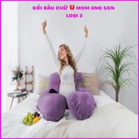 (Loại 2)Gối Cho Bà Bầu Chữ U Chất Liệu Vải Nhung Mềm Mịn - Ruột Bông Sợi 2kg Đàn Hồi- Giá Tại Xưởng MOM AND SON