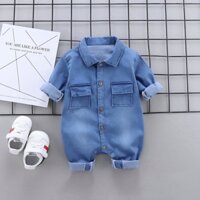 Loại A Bodysuit cho bé，Bộ body cho bé trai, bé gái sơ sinh,Jumpsuit Denim dài tay cho bé tu 1-18M