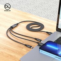[Loại Cao Cấp ]Dây sạc 3 in 1 Chính Hãng Hoco - Cáp Bọc Dù 3 Đầu Đa Năng Sạc Nhiều Thiết Bị Cùng Lúc Bảo Hành 5 Năm