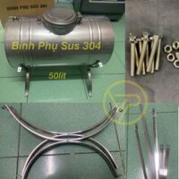 [Loại dày] Bình phụ, bồn phụ inox 304 - 50 lít dùng cho máy nước nóng năng lượng mặt trời