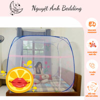 [LOẠI ĐẸP] Màn chụp tự bung đỉnh vuông rộng họa tiết hoa tulip hoặc trơn | Màn xếp chống muỗi thông minh mắt nhỏ