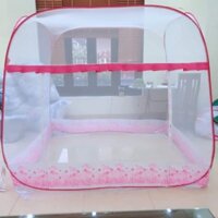 [LOẠI I) Màn chống muỗi, màn tự bung đỉnh vuông 1m6x2m, mùng ngủ cao cấp 1 CHÂN VIỀN LỤA HỒNG CHỐNG MUỖI CHÍCH