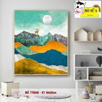 (Loại Khung Dày)Tranh sơn dàu số hóa Bò Sữa Mã TT0646 size 40x50cm tranh đã căng khung và đầy đủ phụ kiện