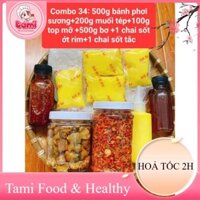 [LOẠI NGON] COMBO 34: 500G BÁNH TRÁNG PHƠI SƯƠNG+200G MUỐI TÉP HÀNH PHI+100G TOP MỠ+ 500G BƠ + 1 CHAI SỐT TẮC+1 ỚT RIM