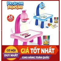 (LOAI TÔT) Bộ đèn bàn máy chiếu học vẽ mini cho bé , Bộ bàn tập vẽ có đèn chiếu 24 hình có nhạc thông minh tặng kèm hộp