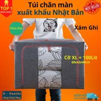 LOẠI XỊN  CÓ CHỌN SIZE Túi Chăn Màn Khung Sắt Nhật Bản, Túi Đựng Chăn Mền Quần Áo Cao Cấp Chính Hãng   Hàng Xuất Khẩu - Size XL 60cm x 42cm x 40cm - Xám Ghi Grey