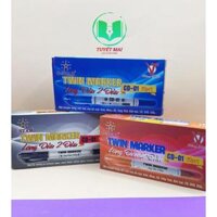 Lốc 10 Hộp Bút Lông Dầu G-STAR CD01 Mực Màu Xanh, Đỏ, Đen/Bút Lông Dầu 2 Đầu Đủ Màu Mực