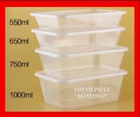 Lốc 10 hộp nhựa đựng thực phẩm chữ nhật có nắp Microwave trong suốt trữ đông an toàn- dung tích 550ml 750ml 1000ml.