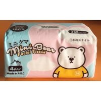 Lốc 10 Khăn giấy rút Mini bear an toàn cho da bé