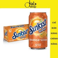 Lốc 12 lon nước ngọt có ga vị cam Sunkist Orange