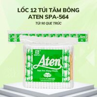 Lốc 12 túi Tăm bông Aten người lớn thân trúc 90 que SPA-564