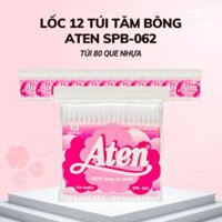Lốc 12 túi Tăm bông Aten trẻ em thân nhựa 80 que SPB-062