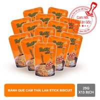 Lốc 13 Gói Bánh que Dorkbua Lotus vị Thịt Heo Xông Khói Cam (25g /gói)【Kho Thế Giới 】