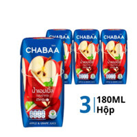 Lốc 3 hộp nước ép Chabaa vị táo đỏ và nho 180ml