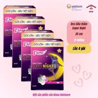Lốc 4 Gói Băng Vệ Sinh Diana Siêu Thấm Ban Đêm Super Night 35cm – Gói Lớn 12 Miếng