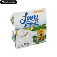 Lốc 4 hộp sữa chua ít đường Vinamilk Love Yogurt Green Farm 100g