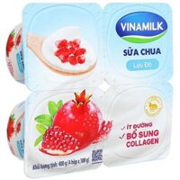 Lốc 4 hộp sữa chua lựu đỏ ít đường Vinamilk 100g