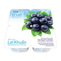 Lốc 4 hộp sữa chua men sống TH True Milk vị việt quất tự nhiên 100g