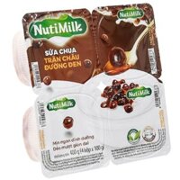 Lốc 4 hộp sữa chua trân châu Nutimilk vị đường đen 100g (từ 3 tuổi)