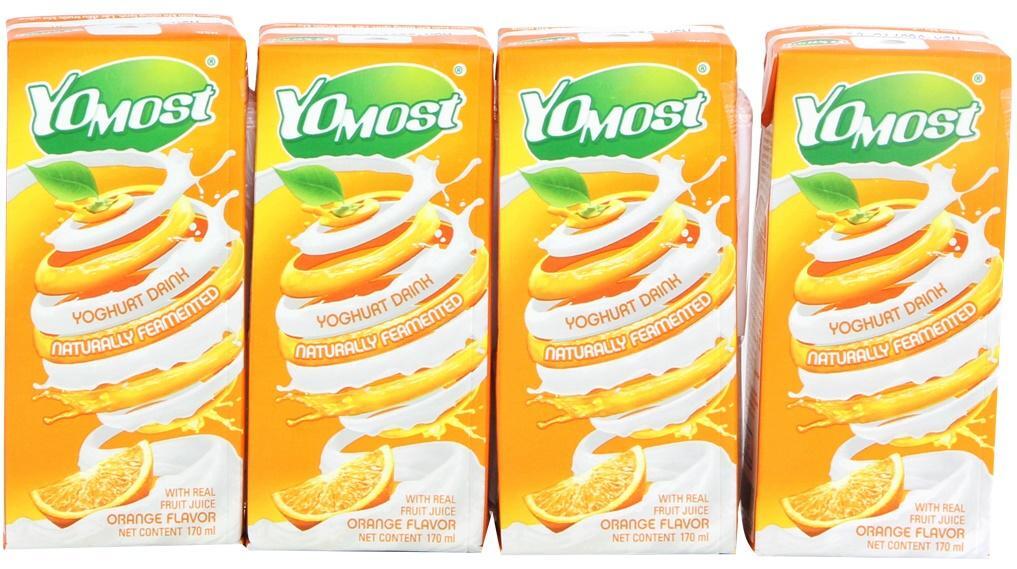 Lốc 4 hộp sữa chua uống hương cam YoMost 170ml
