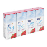 Lốc 4 hộp sữa chua uống tiệt trùng TH True Milk hương dâu tự nhiên 180ml