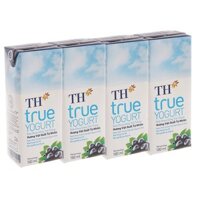 Lốc 4 hộp sữa chua uống tiệt trùng TH true YOGURT hương việt quất 180 ml (từ 1 tuổi)