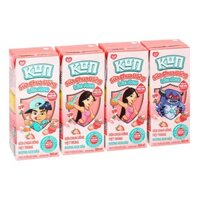 Lốc 4 hộp sữa chua uống tiệt trùng LiF Kun vị kem dâu 180 ml (từ 2 tuổi)