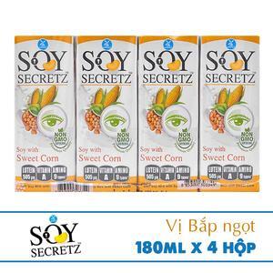 Lốc 4 hộp sữa đậu nành bắp ngọt Soy Secretz 180ml