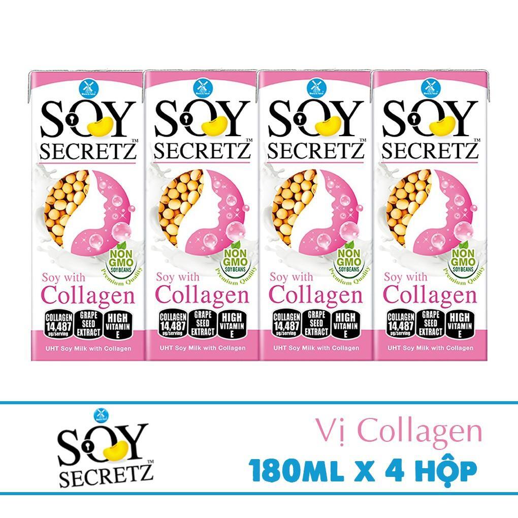 Lốc 4 hộp sữa đậu nành collagen Soy Secretz 180ml