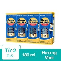 Lốc 4 hộp sữa pha sẵn Nutifood GrowPLUS+ xanh hương vani 180 ml cho trẻ biếng ăn (từ 2 tuổi)