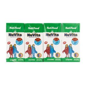 Lốc 4 hộp sữa tiệt trùng có đường Nuvita 180ml
