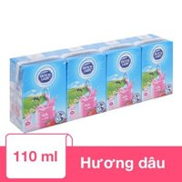 Lốc 4 hộp sữa tiệt trùng Dutch Lady có đường hương dâu 110 ml (từ 1 tuổi) - Giao bao bì ngẫu nhiên