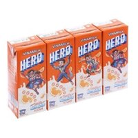 Lốc 4 hộp sữa trái cây Vinamilk Hero hương cam 180 ml (từ 1 tuổi)