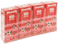 Lốc 4 hộp sữa tươi tiệt trùng hương dâu Vinamilk 100% Sữa tươi 180ml