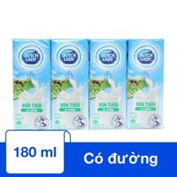 Lốc 4 hộp sữa tươi tiệt trùng Dutch Lady có đường 180 ml (từ 1 tuổi) - Giao bao bì ngẫu nhiên