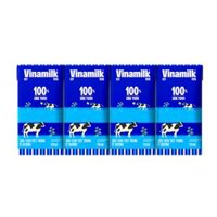 Lốc 4 hộp sữa tươi tiệt trùng Vinamilk 100% Ít đường 110 ml