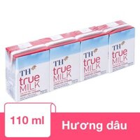 Lốc 4 hộp sữa tươi tiệt trùng TH true MILK có đường hương dâu 110 ml (từ 1 tuổi)