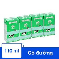 Lốc 4 hộp sữa tươi tiệt trùng Vinamilk có đường 110 ml (từ 1 tuổi)