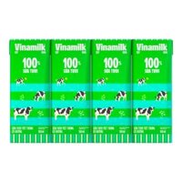 Lốc 4 hộp sữa tươi tiệt trùng Vinamilk 100% Có đường 180ml (Trên 1 tuổi)