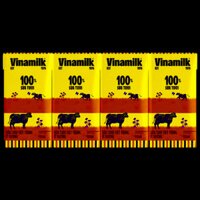 Lốc 4 hộp sữa tươi tiệt trùng Vinamilk 100% Ít đường 110 ml