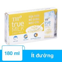 Lốc 4 hộp sữa tươi tiệt trùng TH true MILK Light Meal ngũ cốc ít đường 180 ml (từ 1 tuổi)